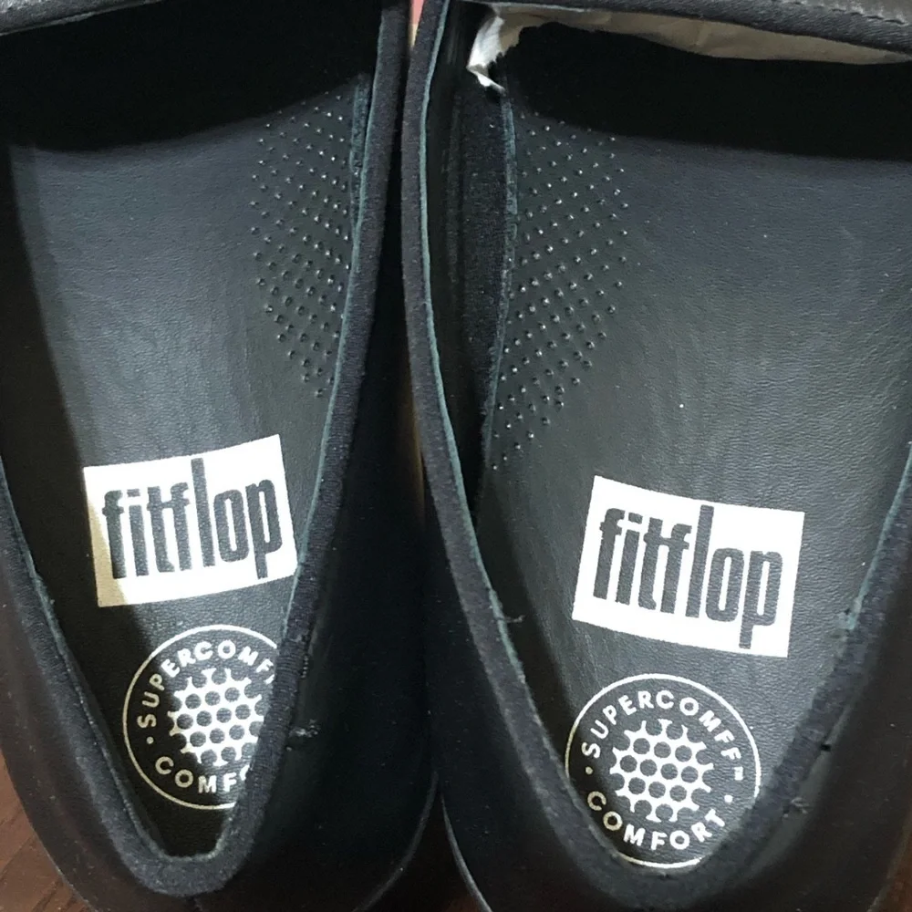 FitFlop Audrey Pearl Stud Smoking Slippers Black Studded Women's Shoes 6.5 NiB